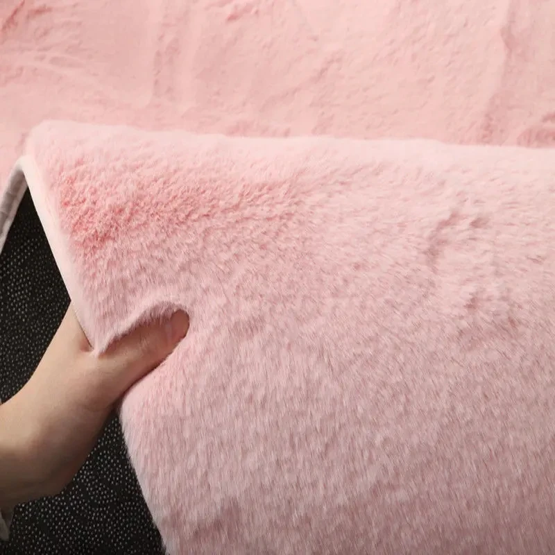 

Imitation Rabbit Fur Thickened big Floor Carpet Soft Faux footcloth Non Slip Carpet Mat Washable Rug Bedroom Living Room rug