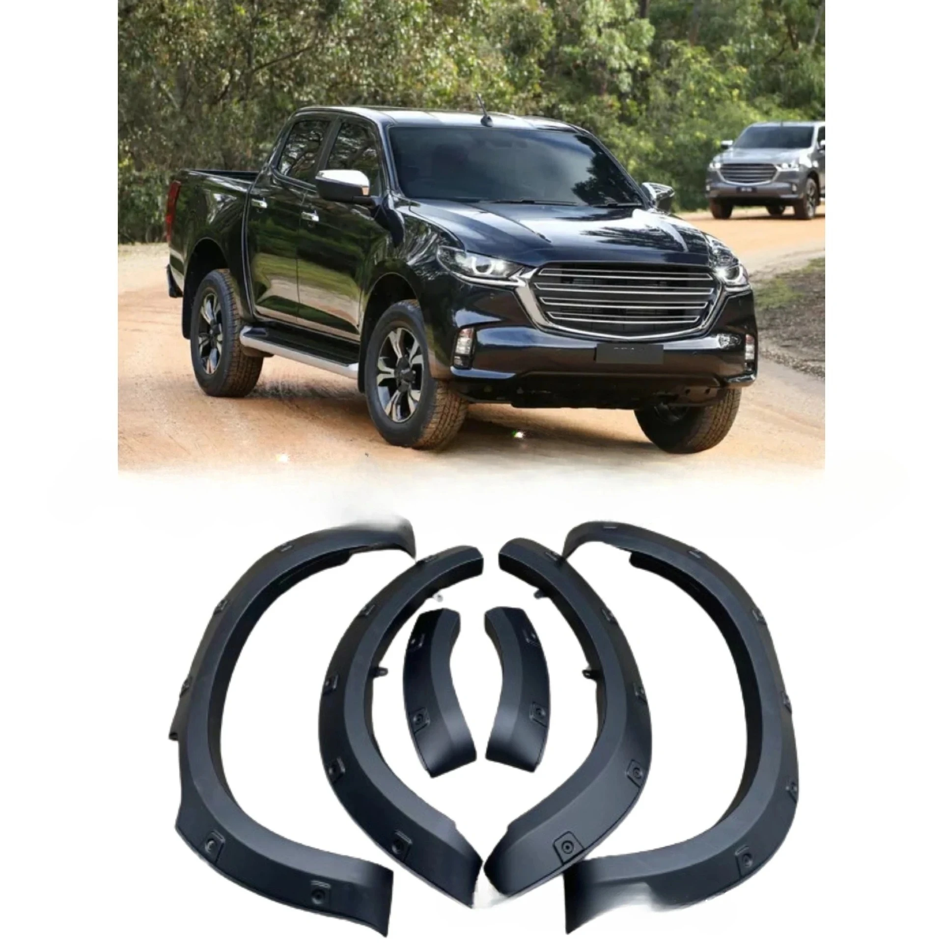 Vacuum Formed ABS Pocket Rivet Wide Thickened Fender Flares Wheel Arch Guard For Mazda BT50 Pickup 4X4 Offroad Decorative