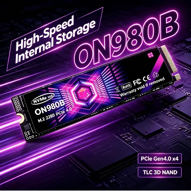 Original ON980B NVMe M.2 SSD, 500GB-4TB Portable Solid State Hard Drive for Laptop & Desktop Computers
