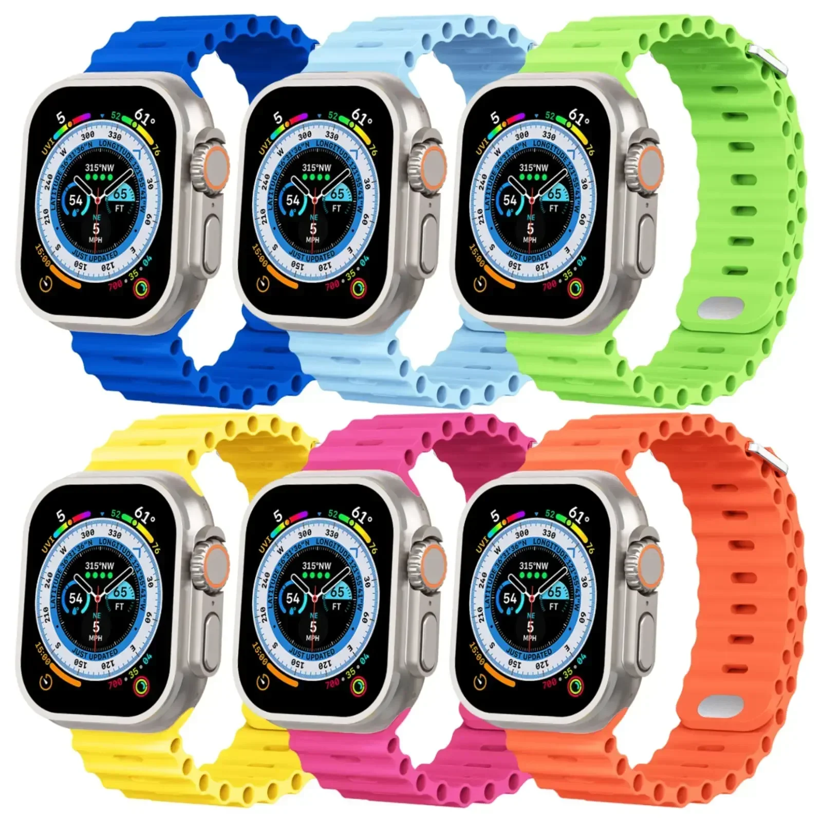 Original 1:1 Ocean silicone strap For Apple watch band 49mm Ultra 44mm 45mm 40mm 42 41mm bracelet iWatch series 9 8 7 6 5 4 3 se