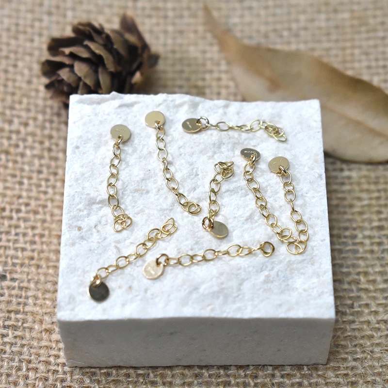 14K Gold Filled Verlängerungskette, Kabel-Verlängerungskette für Armbänder mit rundem Scheibenanhänger, Schmuckherstellungszubehör, Halskettenkette – Detail 11