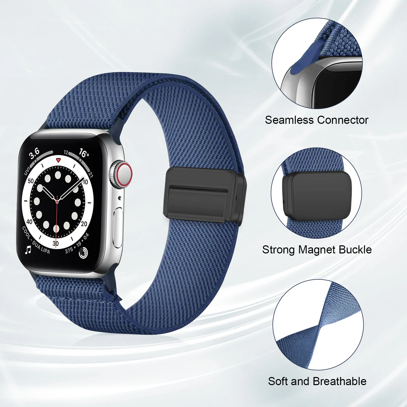 Magnetic Strap For Apple Watch se 40mm Band 44mm 41mm 45mm 49mm 38 42 Scrunchie Nylon correa iwatch ultra Series 3 6 7 8 9 strap