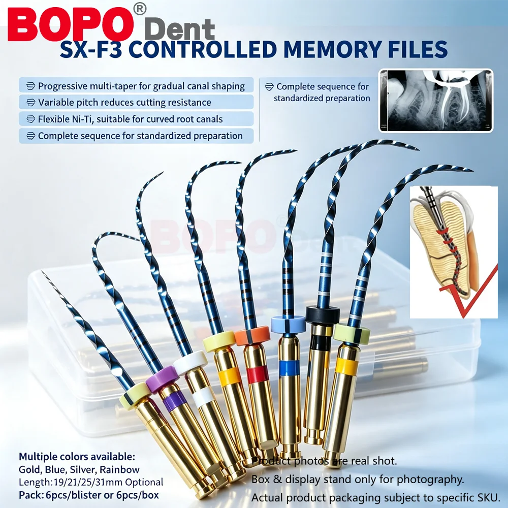 6Pcs/Box Activated Root Canal File Dental Blue Flexible Files Endo Rotary File SX-F3 F4 F5 Endodontic Dentist Tools Materials