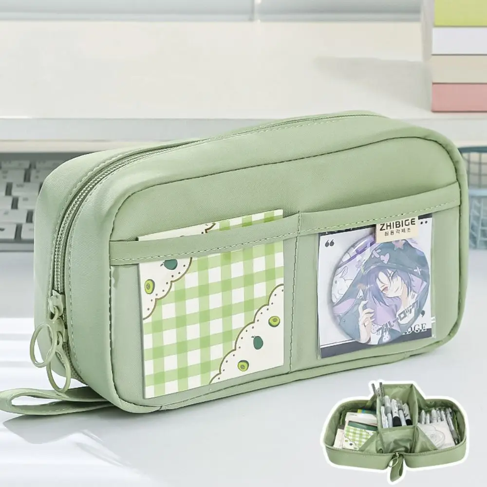 Flat Open Pencil Cases Large-capacity Marker Pouch Stationery Bag Multi-Functional Transparent Pen Pouch School Supplies