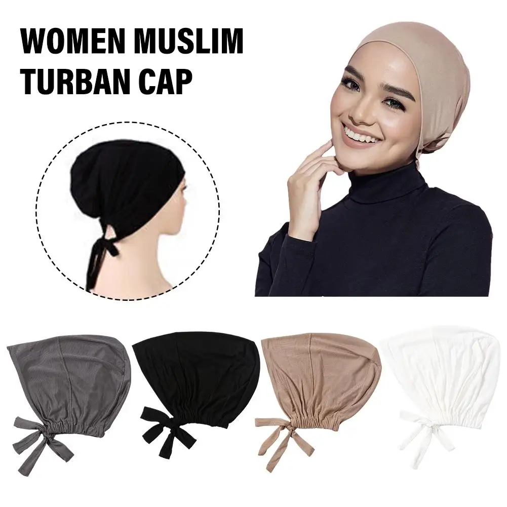 Mulher muçulmana estiramento chapéu turbante, tampa da cabeça chiffon, macio, estilo islâmico, tampa da cabeça