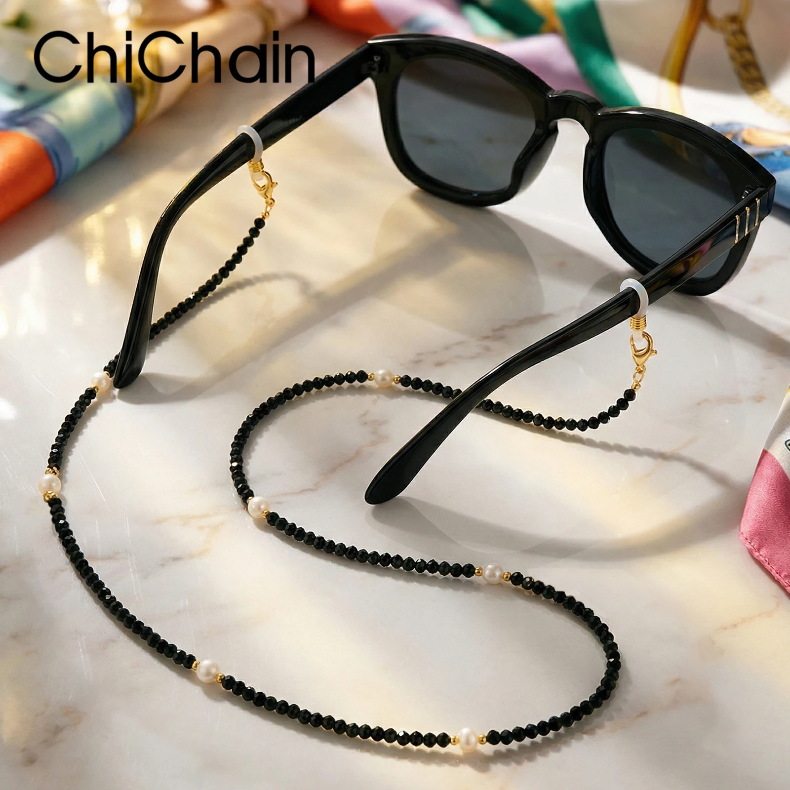 Teamer Crystal Beaded Glasses Chain for Women Fashion Lanyard Gold Color Metal Sunglassses Chains Strap Cord Hanging Neck Holder