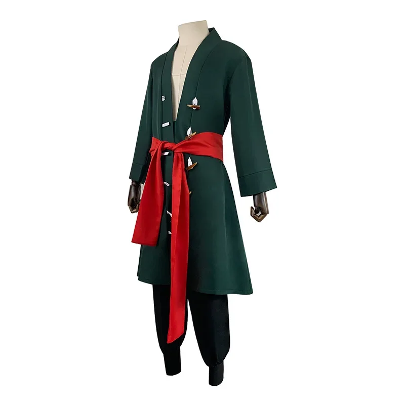 Anime Roronoa Zoro Costume Cosplay Kimono da uomo giapponese Robe Stage Performance Green Adult Cape costumi per feste di Halloween