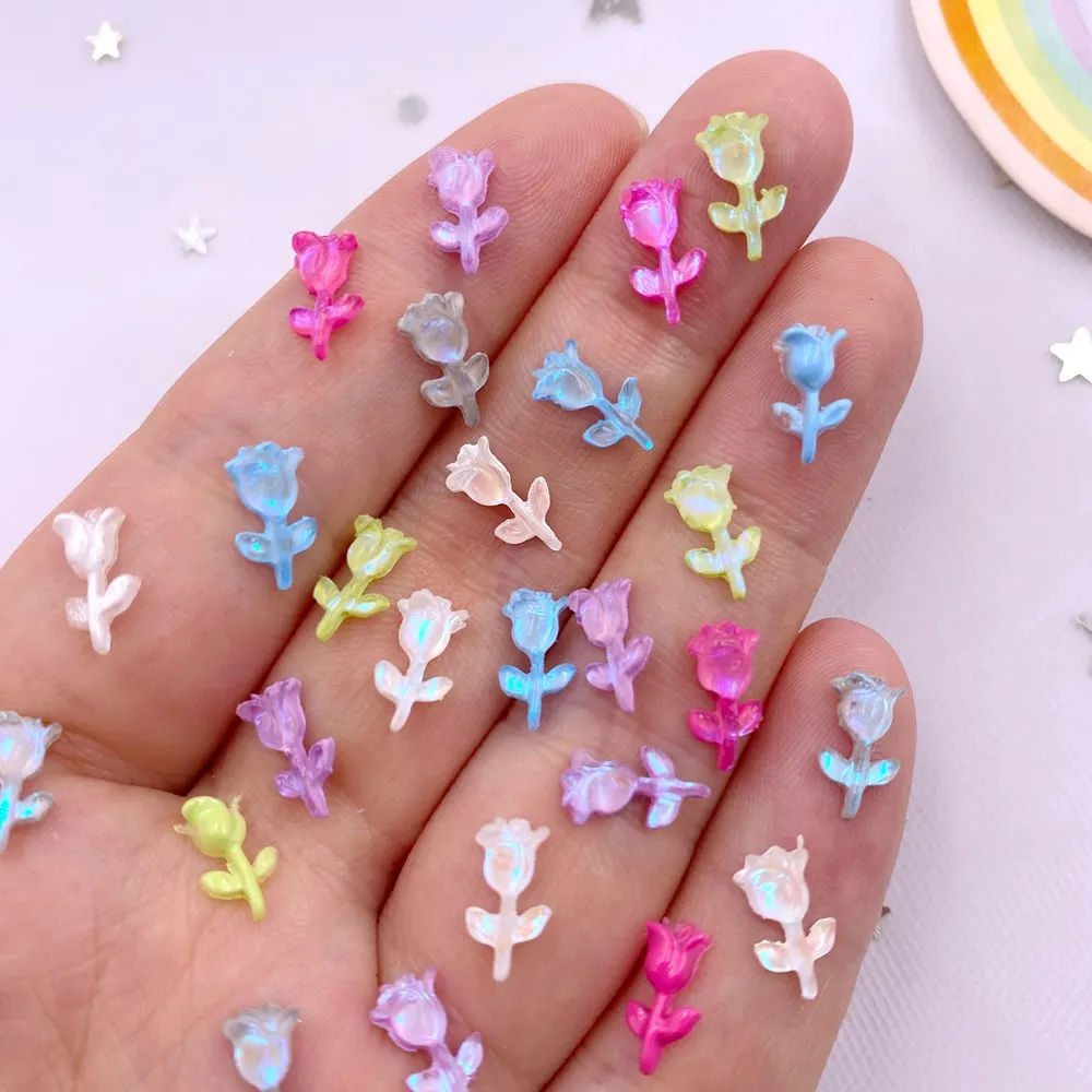 100 Stück Harz Bunte Mini Candy Farbe Eine Rose Kristall Kunst Nägel Flatback Blume Strass Applikationen DIY Scrapbook Dekor Handwerk