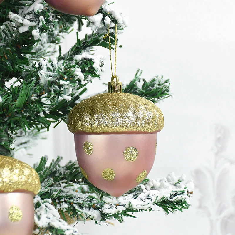 10cm Gold Artificial Pine Chritmas Ornaments 2Pcs Christmas Tree Pine Ball New Year Wreath Decor