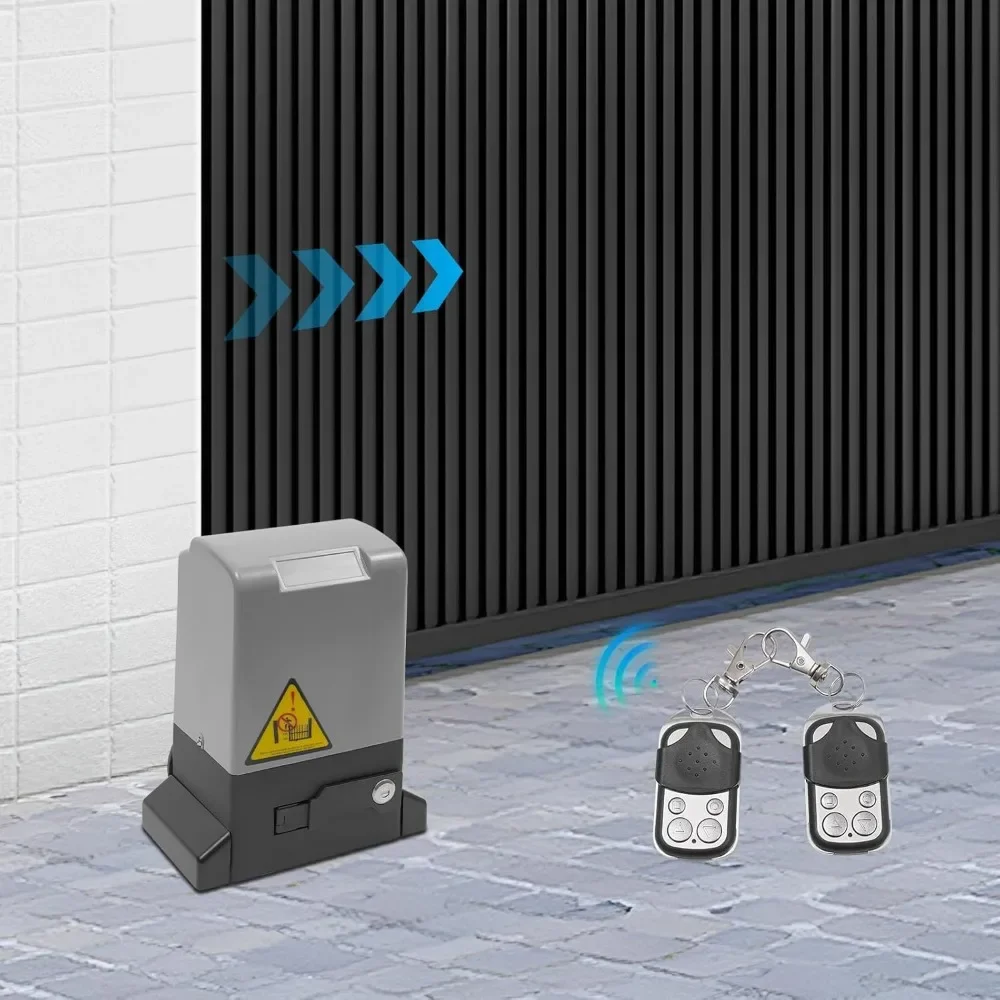 Automatic Sliding Gate Opener with 2 Remote Controls 370W Electric Gate Opener AC Motor Kit Driveway Slide Gate Opener Hardware