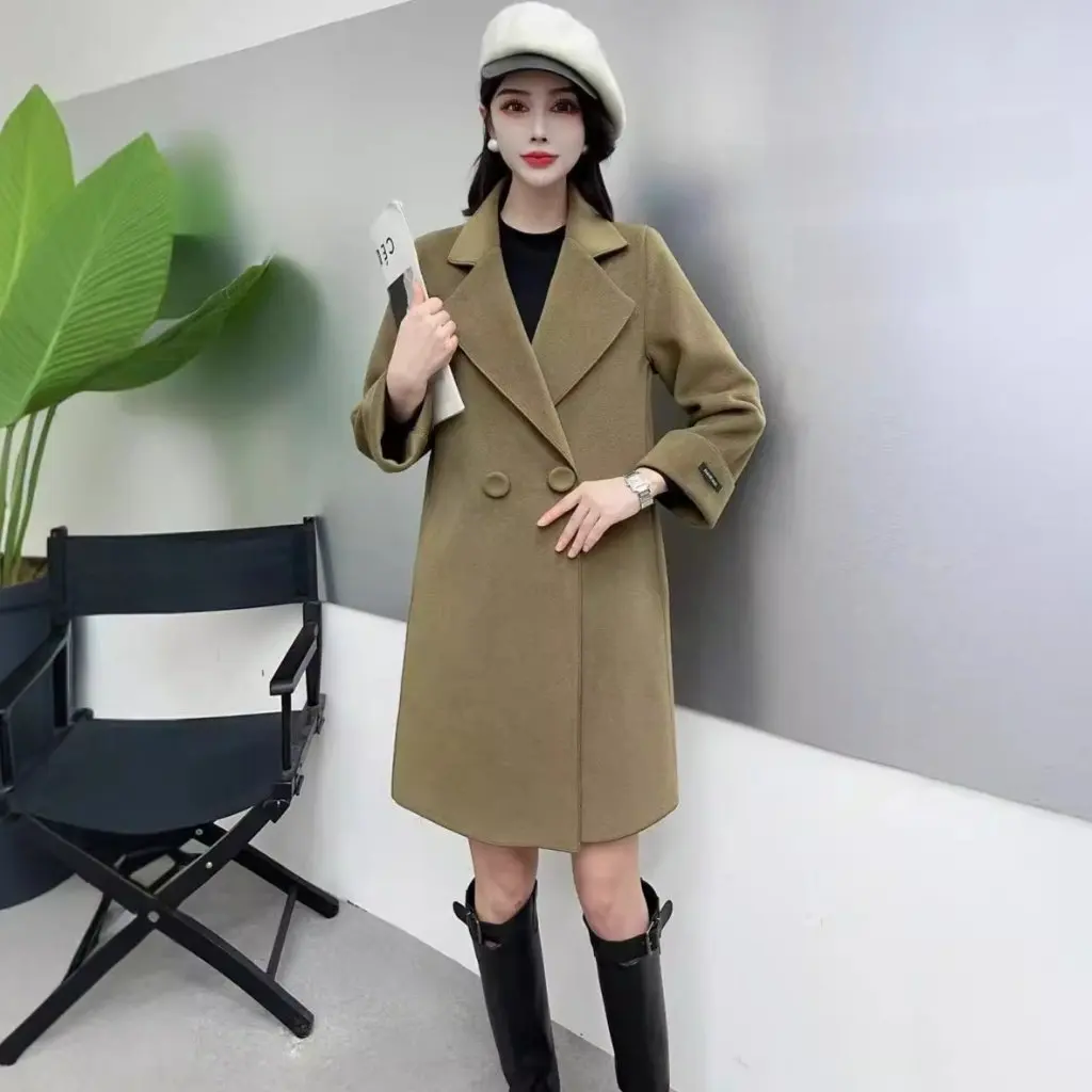 

Autumn Winter Double-Sided Velvet Jacket Mid-Length Slim Fit Fashion Outerwear for Women Joker Style