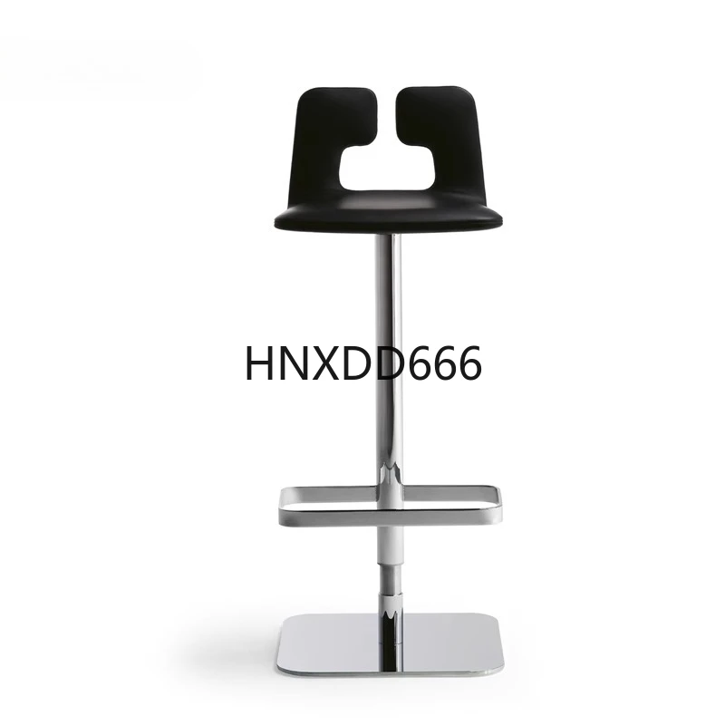 

Simple stainless steel light luxury leather bar chair