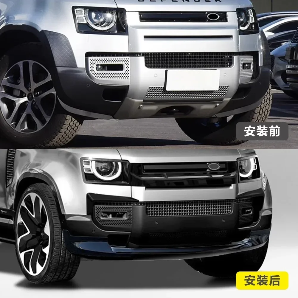 For Land Rover Defender 90/110 2020 2021 2022 2023 High Quality ABS Black Bumper Front Lip Wind Knife Spoiler Cover Body Kit