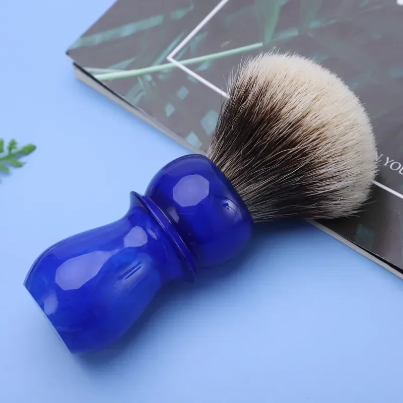 YAQI 24mm Arctic Sky Deep Blue Handle Two Band Badger Hair Mens Shaving Facial Cleaning Tools Brush Brush Barber