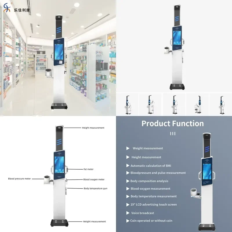 

19 "large Display Screen Coin Operation With Advertise Screen Height Weight Scale Bioimpedance Body Machine