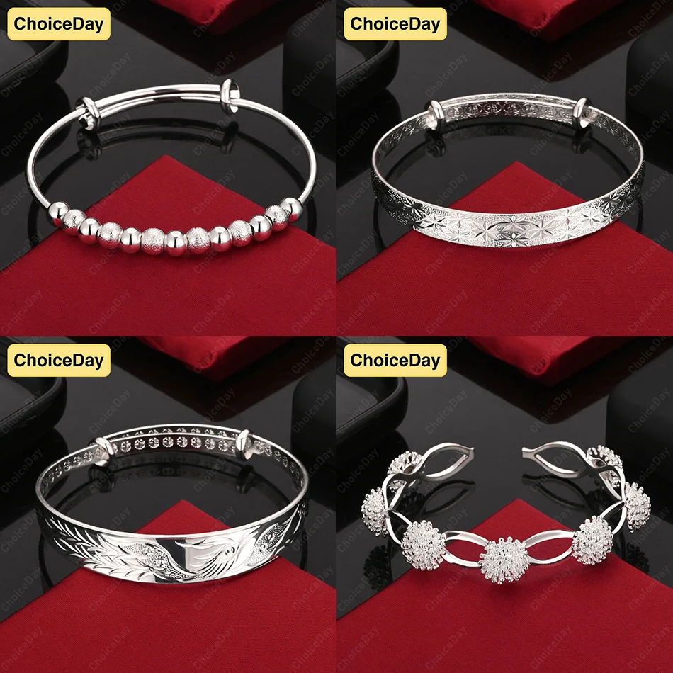 

ChoiceDay 925 Sterling Silver Simple Flower Round Bead Bracelet Women Gift Jewelry Engagement Accessories