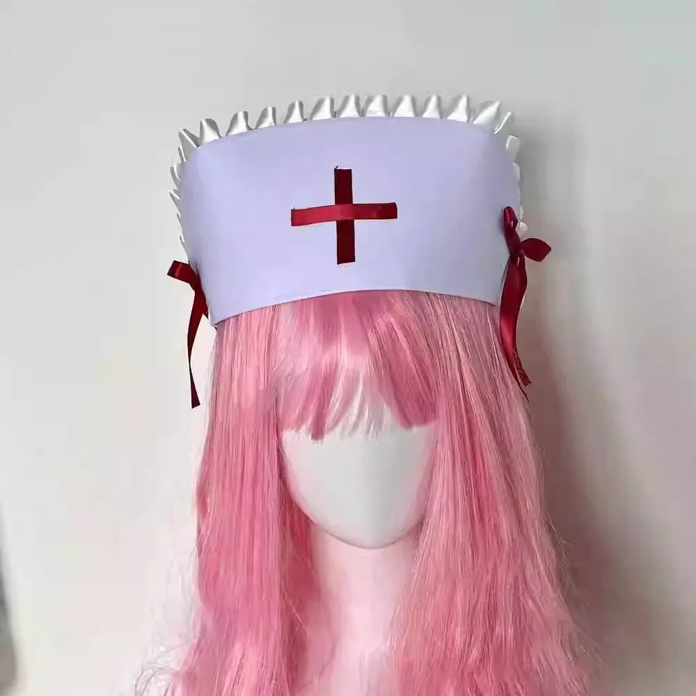 Cosplay nurse cap hat Accessories Prop y2k Girl Medical nurse hat with sweet lace bow Cosplay photography props cosplay view 3