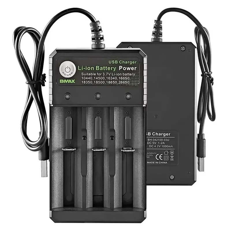 2 3 4 Slot USB Charger Independent Charging 4.2V Li-ion Battery Portable Rechargeable Battery Charger For 18650 Charger Li-ion