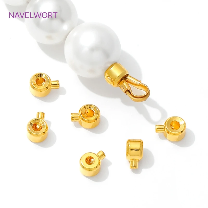10/20Pcs 18K Gold Plated Crimp Beads For Jewelry Making Brass End Beads Clip Clasps,Bracelet End Bead,DIY Jewelry Accessories image 3