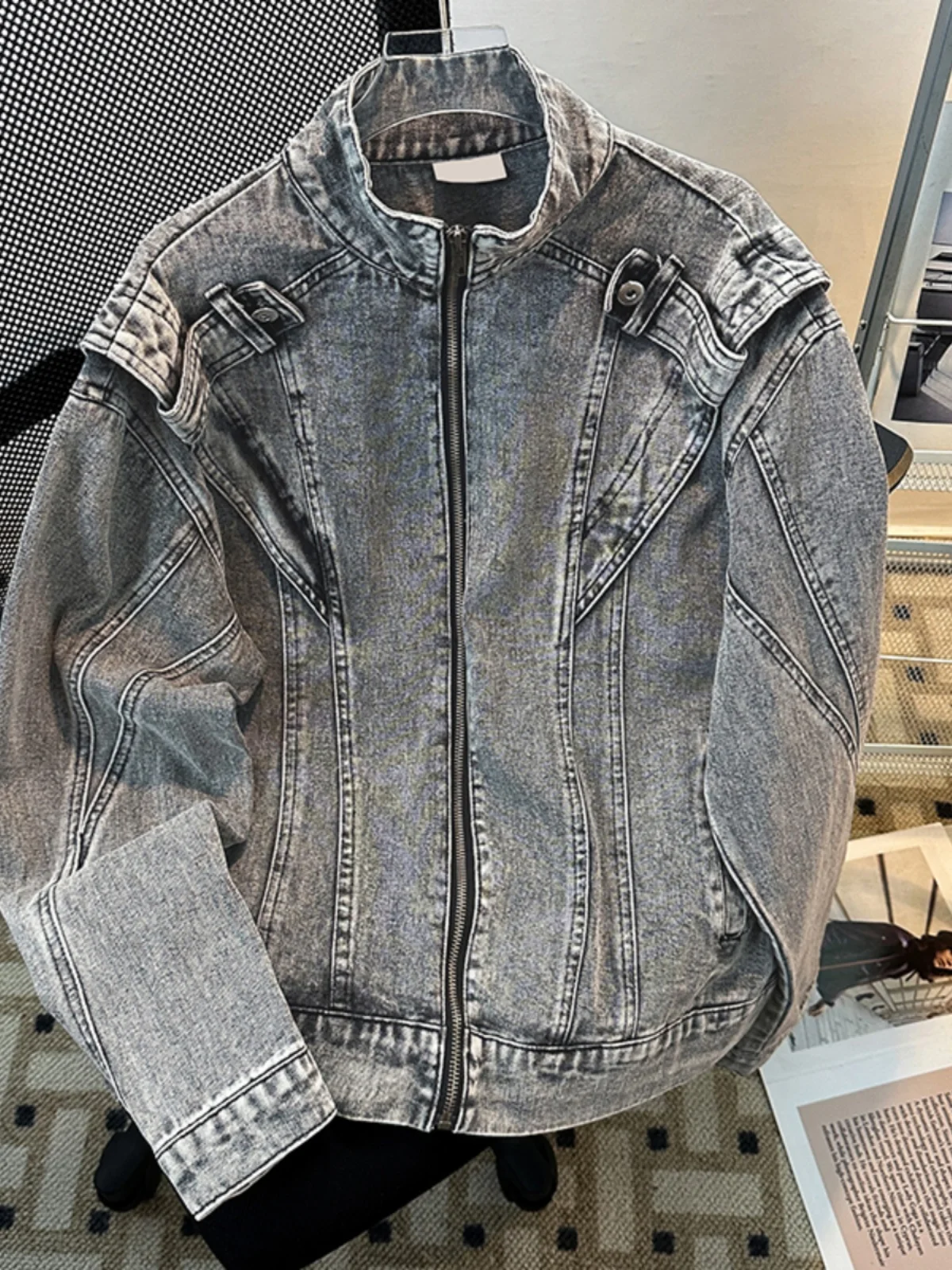 

Мужская джинсовая куртка Heavy Du Patchwork в стиле пэчворк, свободного кроя, винтажная, в американском стиле, весна-осень, модная уличная одежда, джинсовое пальто