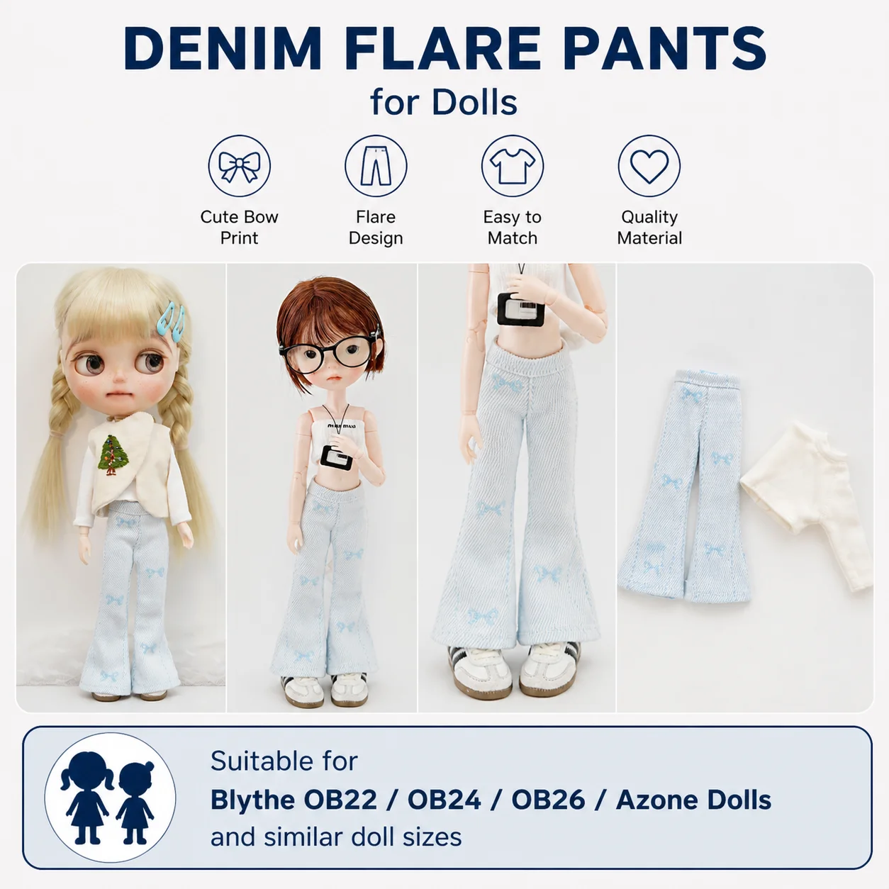 Blythe doll Clothing Accessories Casual, Flared Pants Pants Leg Library | Azonio B22 OB24 Ttlemedoll doll Clothing Accessories F