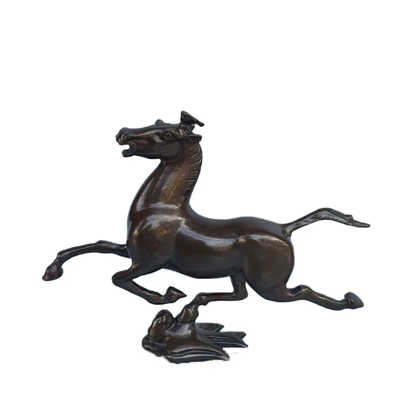 Wholesale Seiko Pure Copper Purple Bronze Horse Stepping on a Flying Swallow Home Decoration Brass Antique Chinese Zodiac Horse