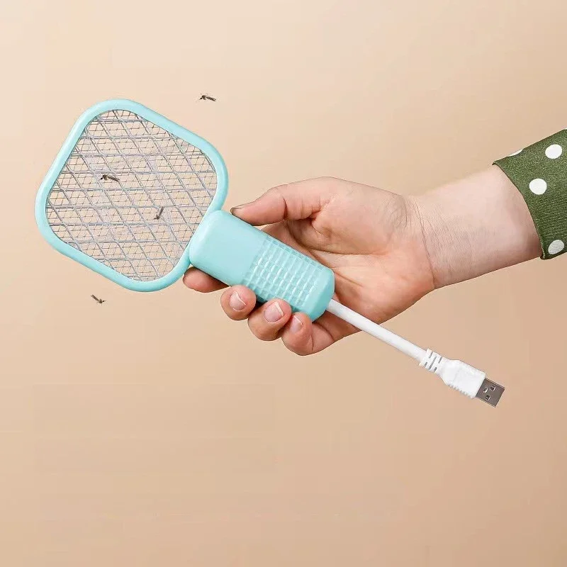 Rechargeable Electric Mosquito Swatter Portable Bug Zapper for Camping Outdoor Home Instant Kill USB Charging Safe for Kids
