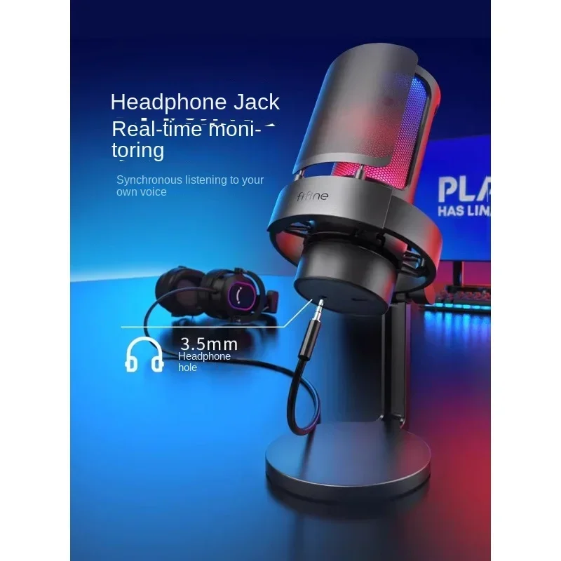 Microphone computer laptop voice mobile phone with recording RGB condenser microphone Game LIVE singing A8