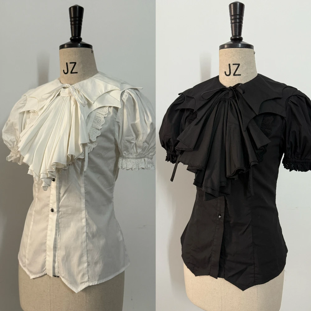 

- Dusk Melody - Gothic Lolita Bat Shaped Collar Shirt, Detachable Jabot by Gazing Galactic PRE ORDER / 2 months