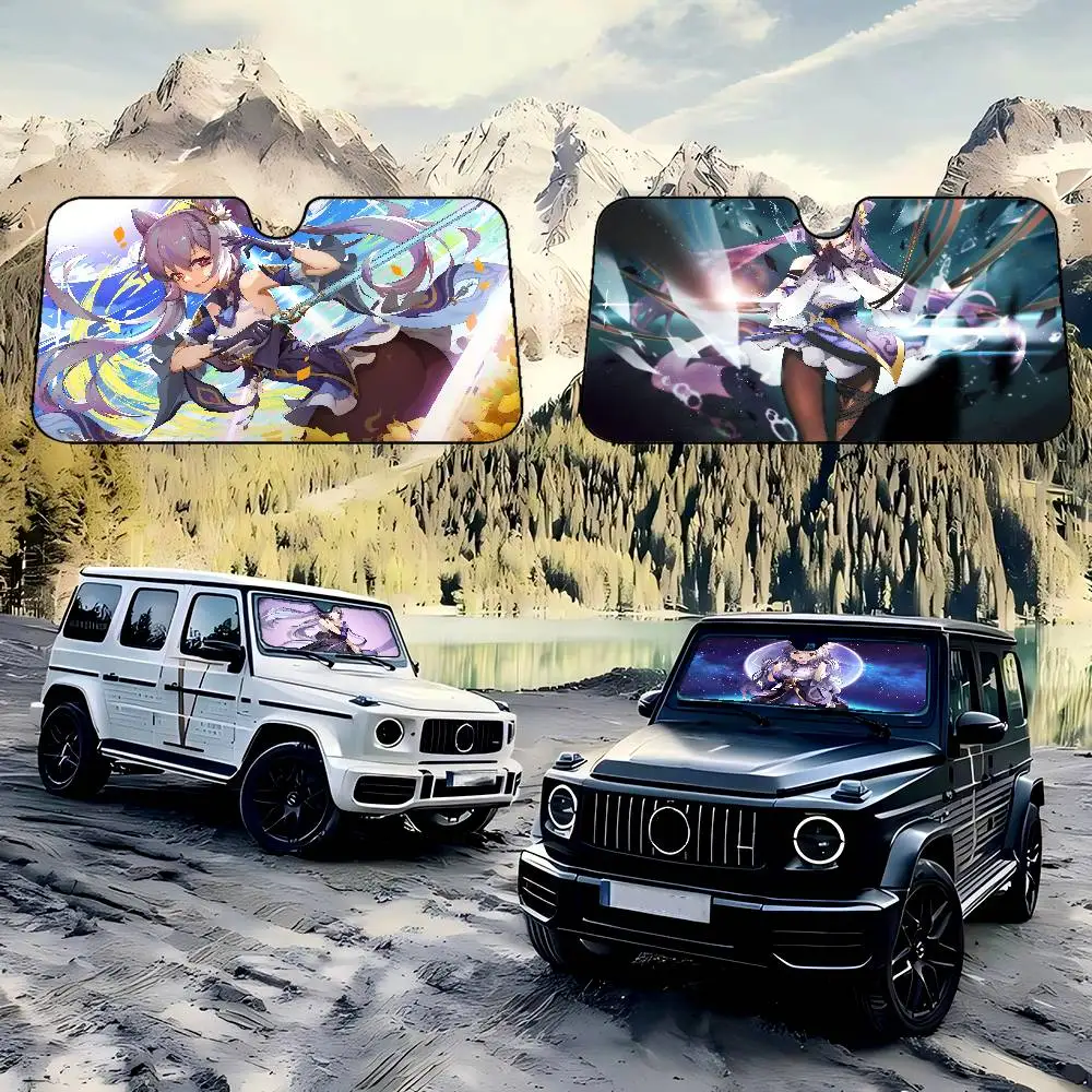 

Genshin Impact Keqing Anime Car Window Sun Shade Windshield Anti-UV Protection Front Rear Windshield Block Cover Visor