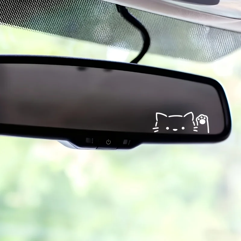 2pcs Cartoon Peeking Cat Car Mirror Sticker Styling Decal For Auto Rear Windshield Quarter Window, Fit Motorcycle Notebook Decor view 3