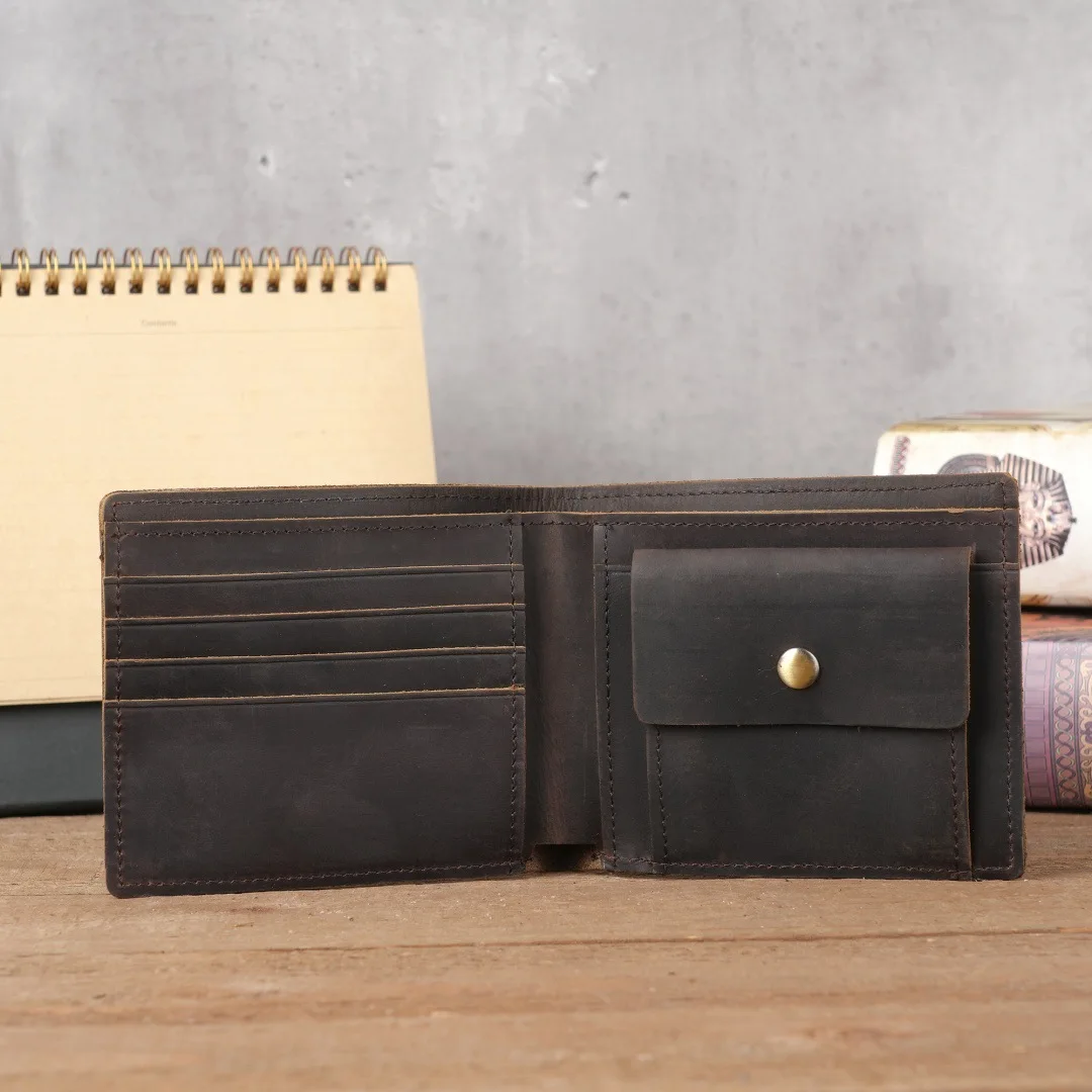 Leather Bifold Wallet for Men |  Minimalist Front Pocket Wallets | Ultra Strong Stitching | Slim Billfold with 6 Card Slots