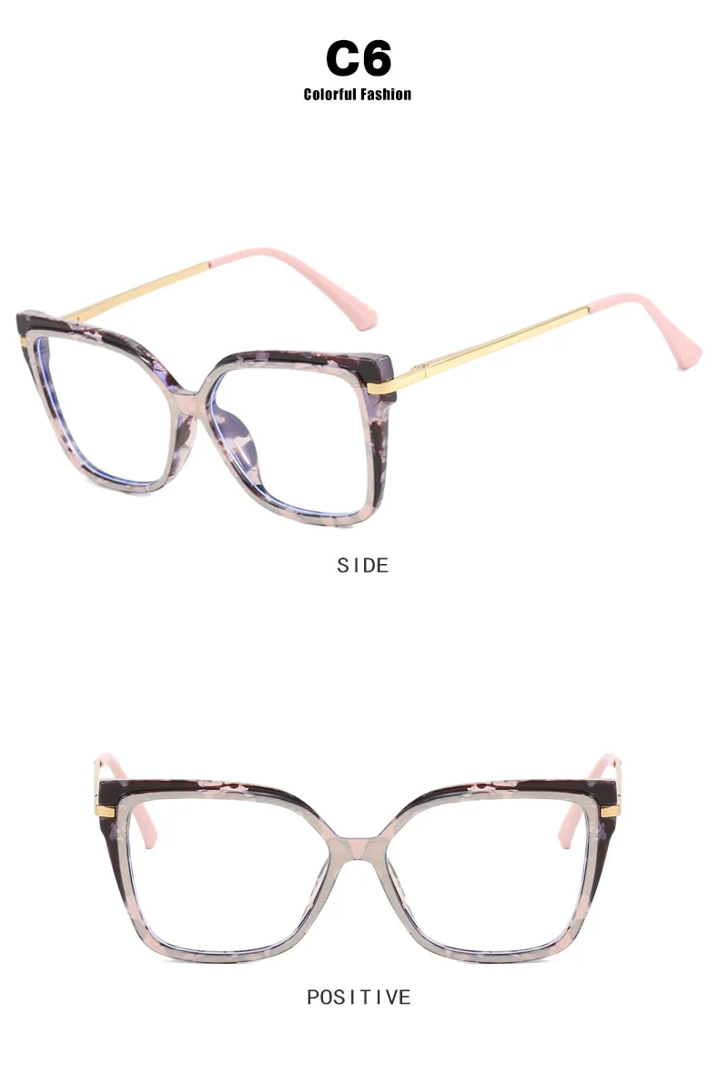 Modische Quadratische Cat-Eye-Brillenfassung aus TR90, 2025 Neue Mehrfarbige Option, Flachspiegel, Damen-Trendmodell, Einfache Blumenbrille – Detail 11