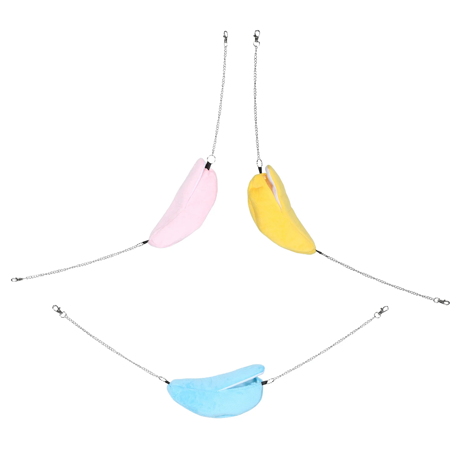 

3pcs Pet Hammock: Banana Shape Small Animal Bed For Hamster Parrot Rat Ferret Warm Hanging Sleeping Nest Cage Decor Hammock Bed