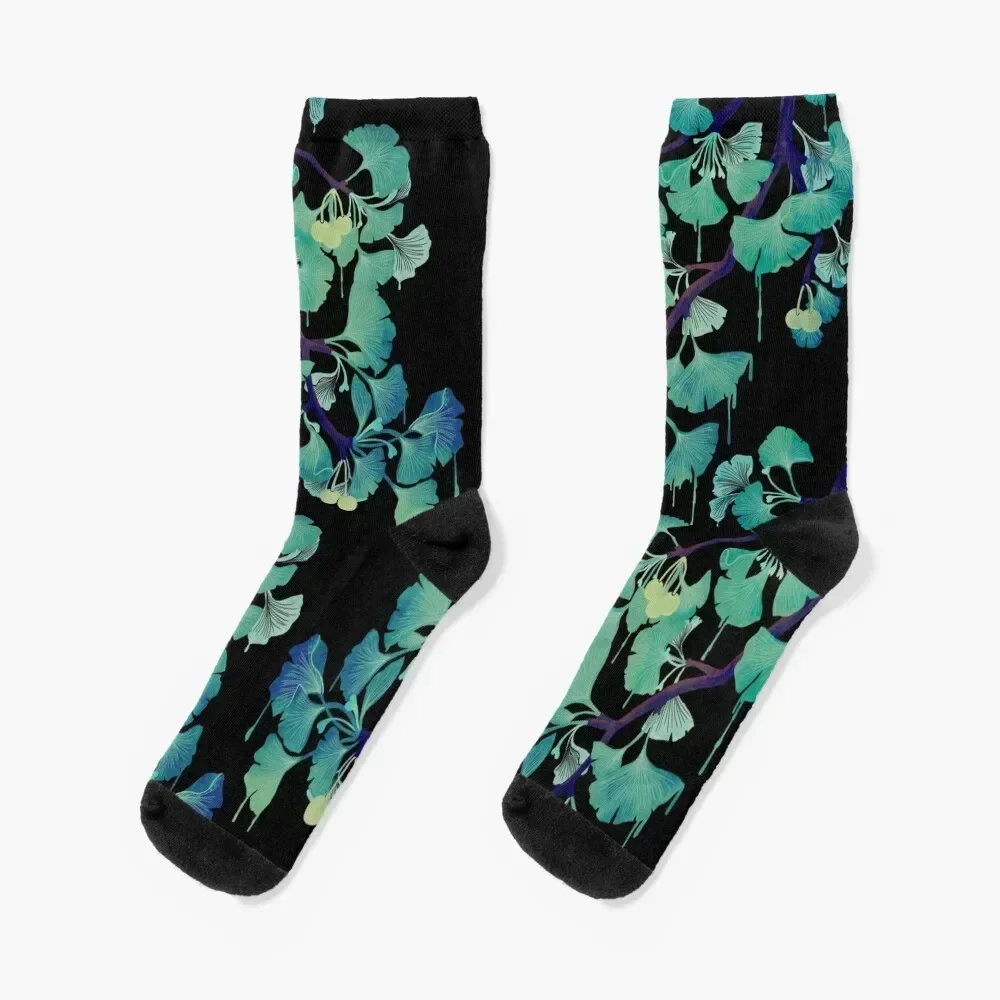 O Ginkgo (on Black) Socks custom cartoon halloween winter gifts Men Socks Women's