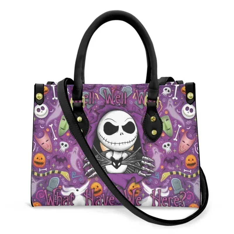 The Nightmare Before Christmas Jack Skellington Sally Print Large Capacity PU Handbag Women's Trendy Shoulder Bag Christmas Gift