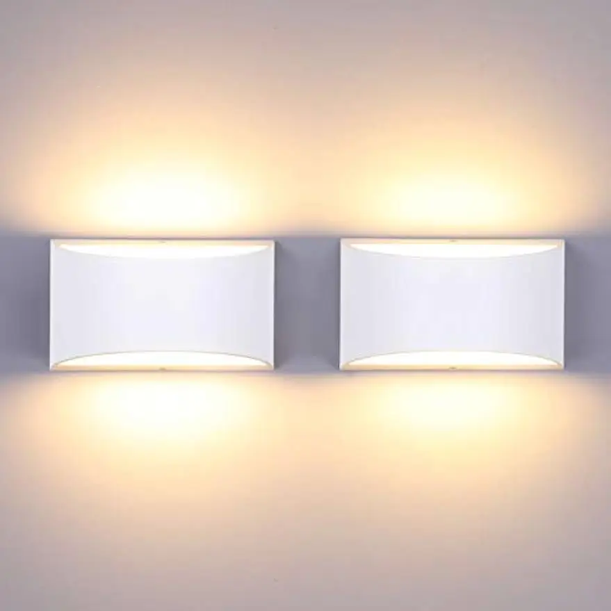 

Lightess Modern Wall Sconce 2pack LED Wall Light 12W Indoor Wall Mount Light for Bedroom Living Room, Warm White