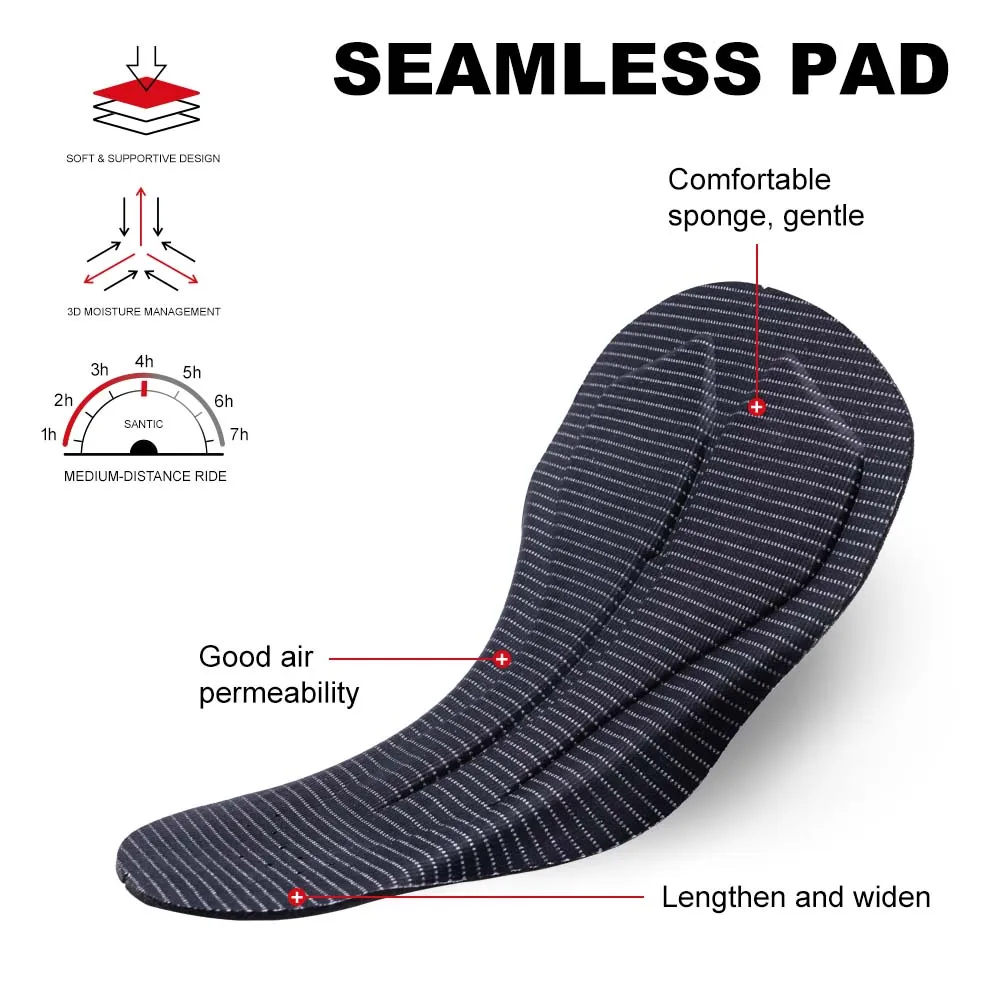 Santic Men's Summer Cycling Bib Shorts Breathable Quick-Dry Sponge Cushion 5-Hour Comfort Shockproof Anti-Slip Bicycle Shorts