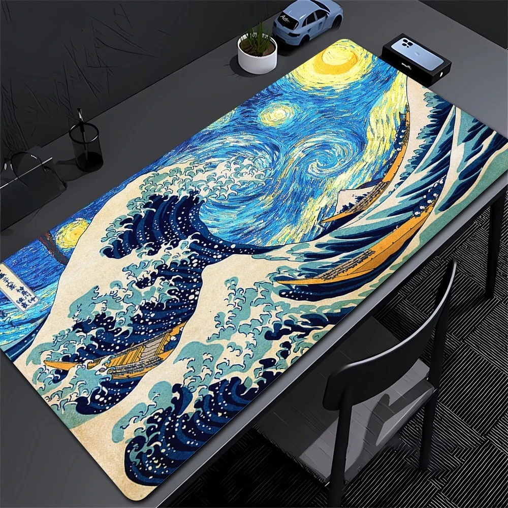 Art Mouse Pad Japan The Great Wave of Kanagawa Large Gaming Mousepad Gamer Keyboard Mouse Mats XXL PC Computer Laptop Desk Mat