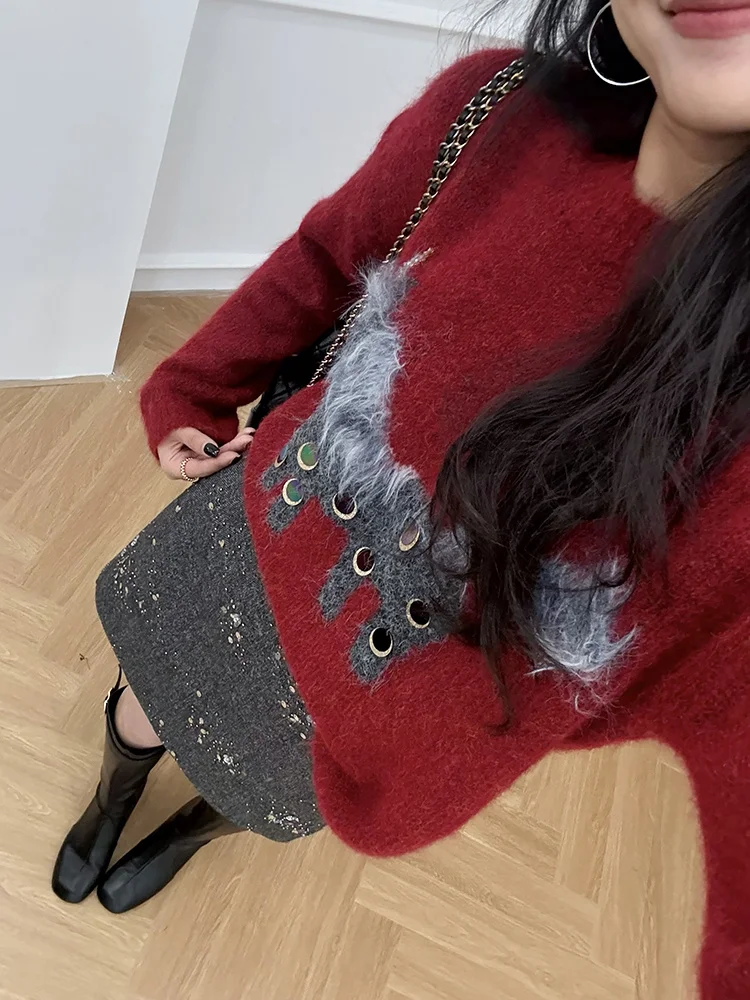 

Свитер Zhang a Xing Cisas New Year Aosphere из мягкого плюшевого трикотажа с принтом пони, повседневный, приталенный, из полиэстера и шерсти.