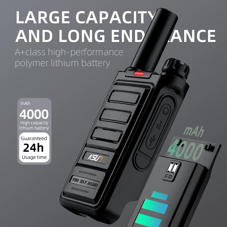KSUN 5 km Long Range Talkie Walkies Type-C 4000mAh Quick Pairing & Decoding 2 Way Radios for Hiking Camping