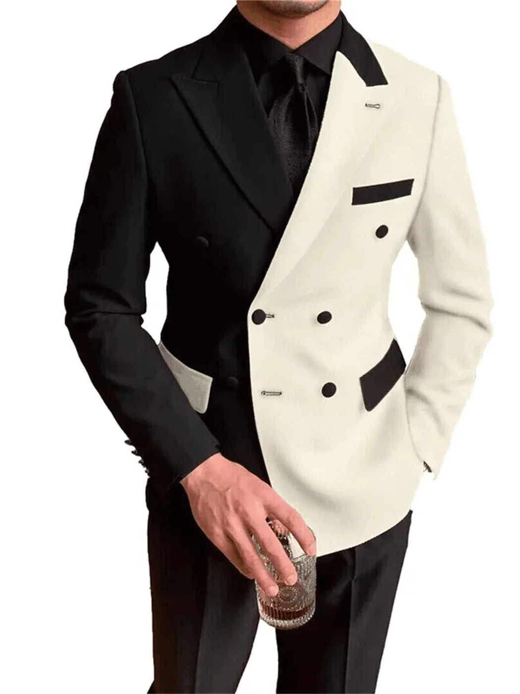 

New Luxury Men Suits Double Breasted Wedding Blazer 2 Piece Jacket Pants Formal Prom Party Suit Male