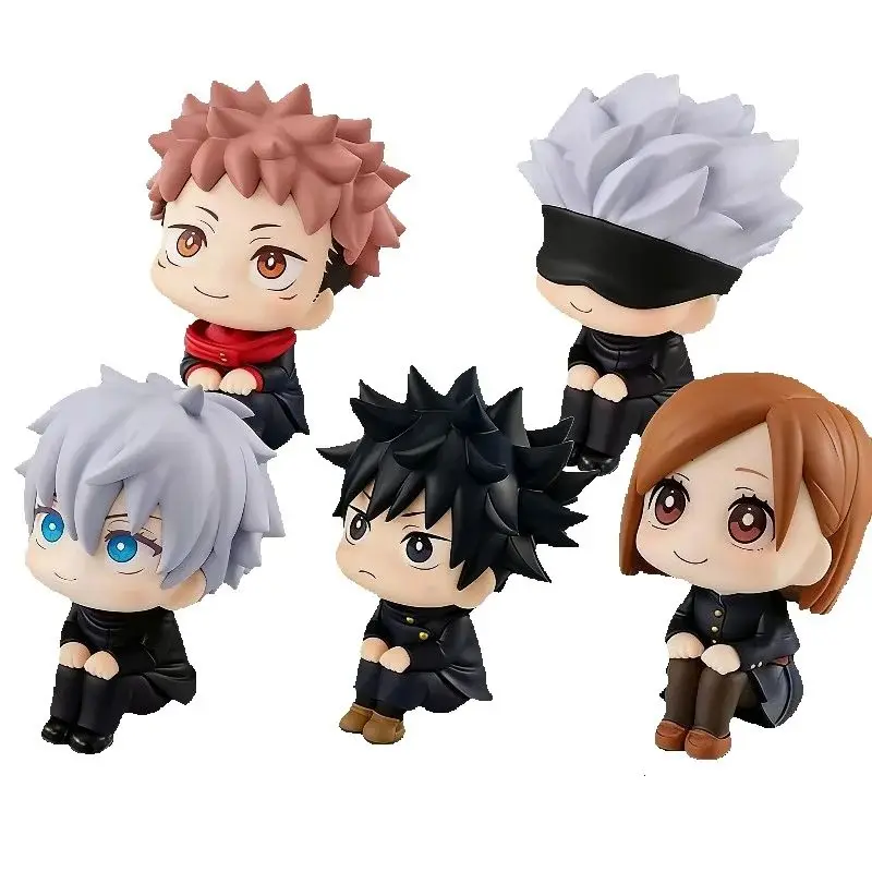 [Caliente] Jujutsu Kaisen Chibi Conjunto de Figuras Sentadas: Yuji, Gojo, Megumi, Nobara - Figuras de Anime Lindas con Cabeza Grande para Coleccionar