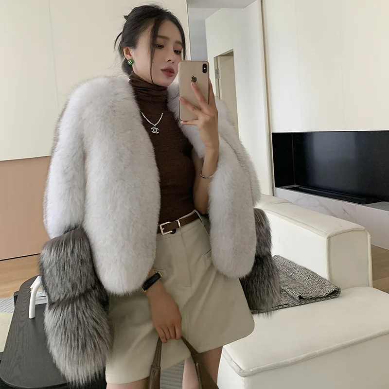 Fox Fur Whole Leather Fur Coat Short Young Fur Coat