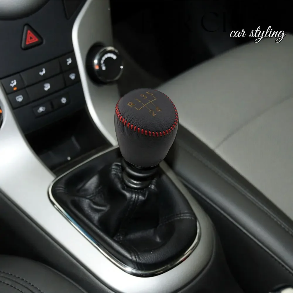 Genuine Leather Gear Shift Knob Handbrake Cover for Chevrolet Cruze Sedan Hatchback 2008 - 2014 MT 5 6 Speed Accessories