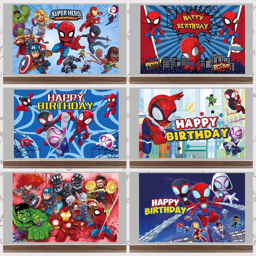 Spider-Man Hulk Tema Cartone animato per bambini Festa di compleanno Banner personalizzabile Sfondo Decorazione della stanza Poster Sfondo di ripresa