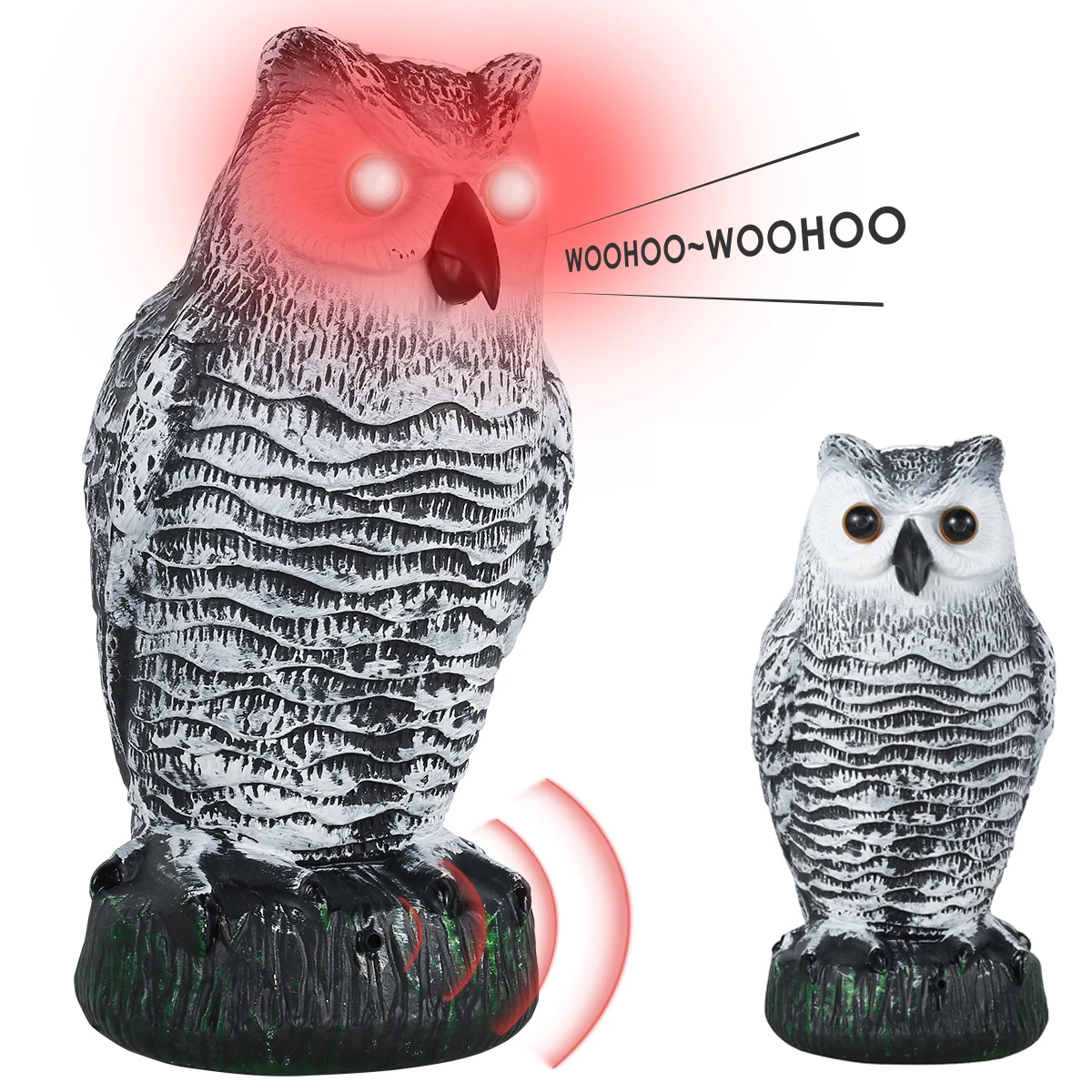 

Owl Decoy Decoration Fake Owl Scare Bird Control Devices with Rotating Head and Light Outdoor Garden Yard Bird Repellent
