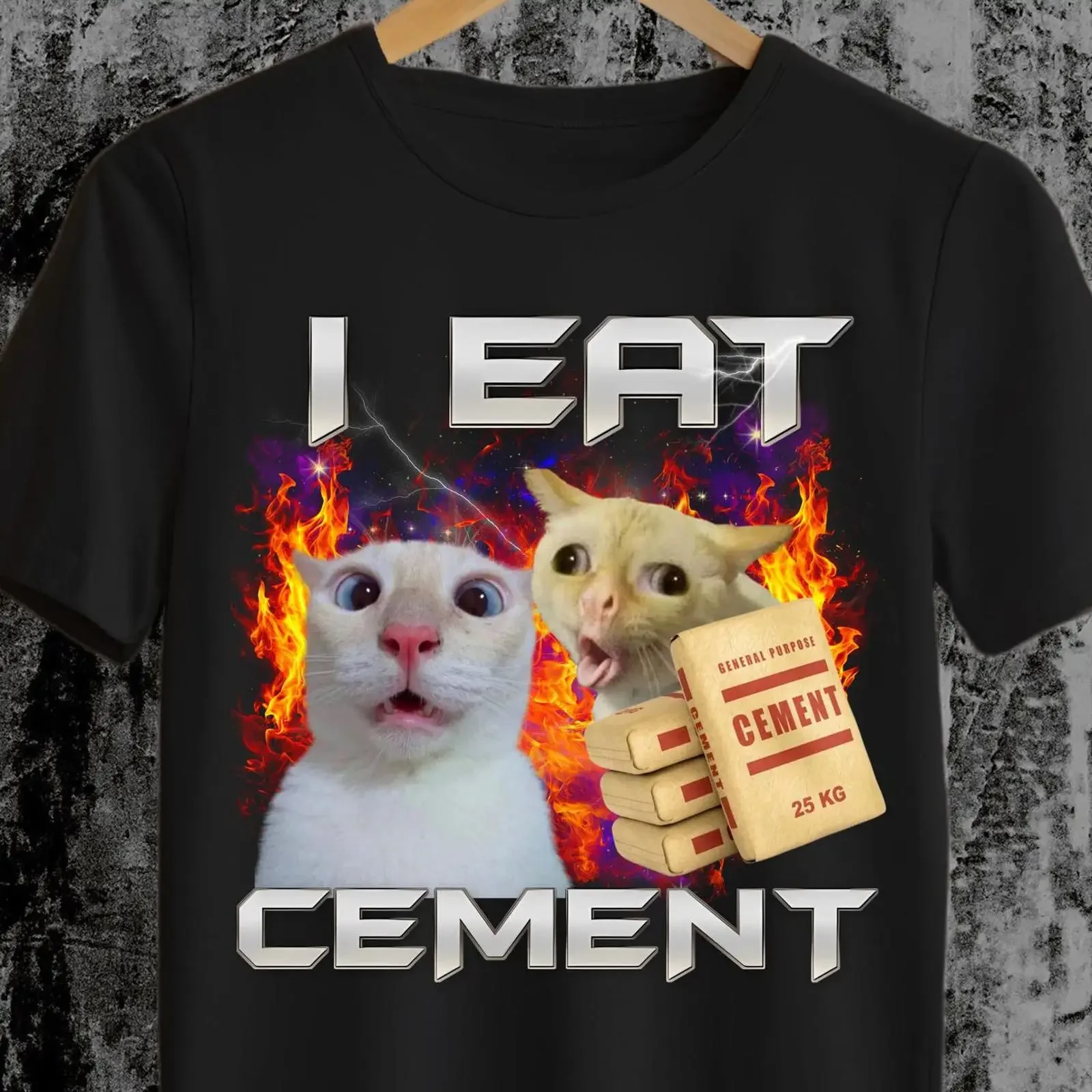 I Eat Cement Funny Cringe Cat Meme T Shirt Unhinged Ironic Oddly Specific Lover GifT That Go Hard vintage Washed Comfortable