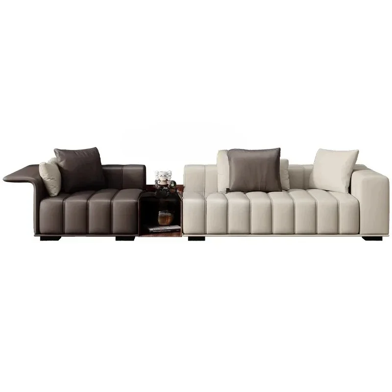 

Minimalist Piano Keys Leather Sofa Large Apartment Large Flat Layer Color Matching Combination Corner