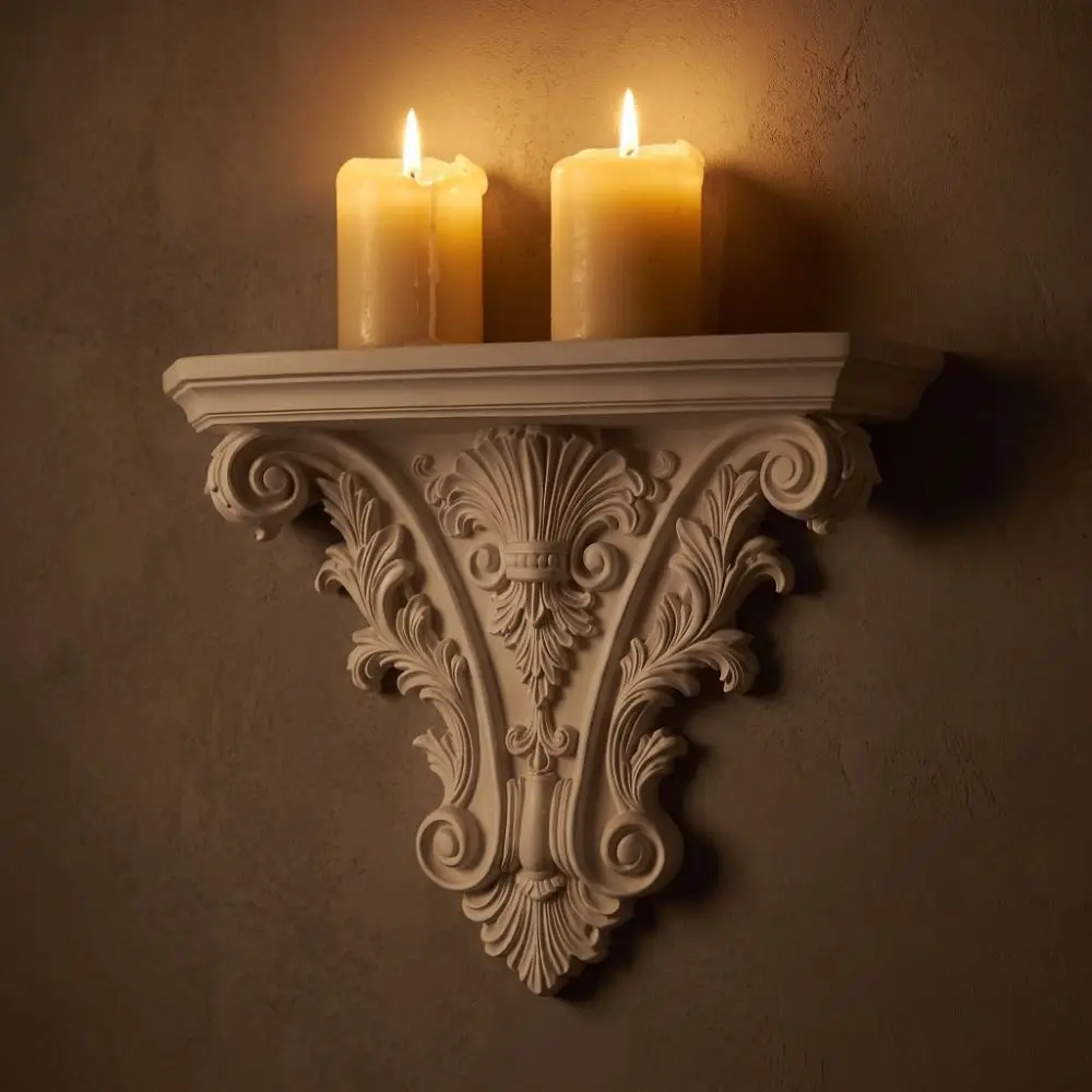 Creative 3D Printing Floating Shelf Carving Retro Wall Mounted Shelves Decorative Unique Plant Display Stand Living Room